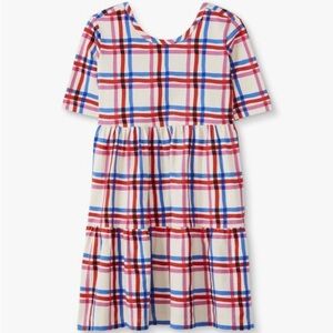 Hanna Andersson Tiered Skater Plaid Dress in Red, Pink, Blue, White Size 6/7